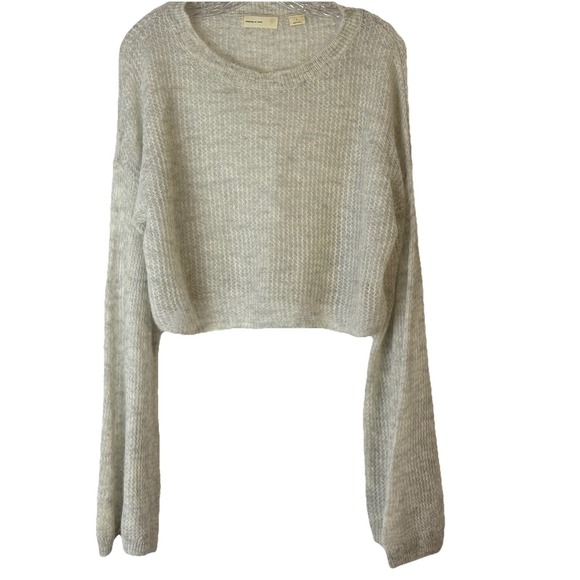 Anthropologie Sleeping On Snow Gray Sweater Sz Lg Wool/Alpaca Blend Lagenlook - Picture 1 of 10